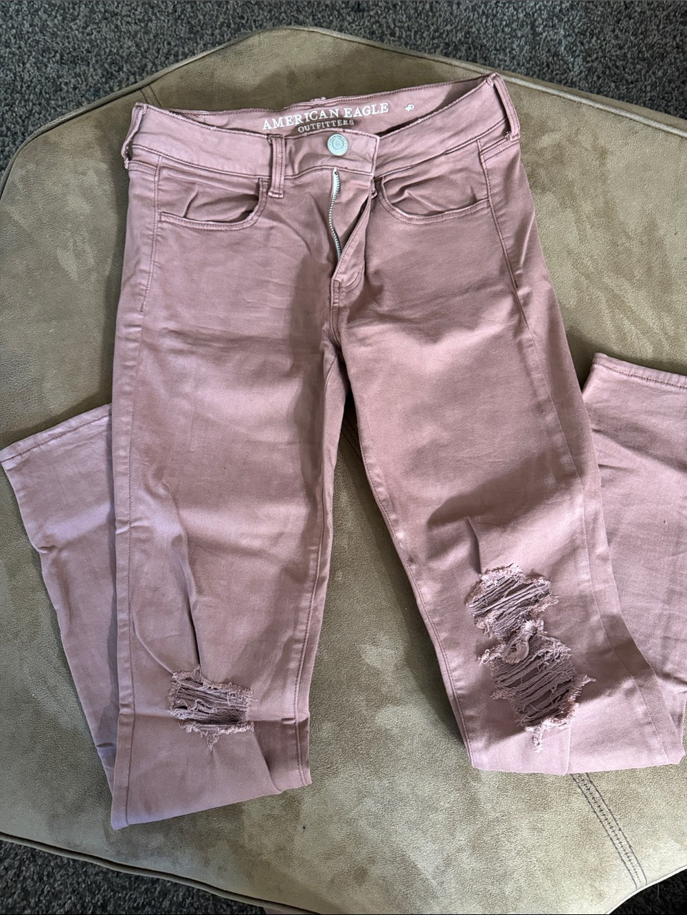American Eagle Outfitters Dusty Mauve Ripped Skinny Jeans